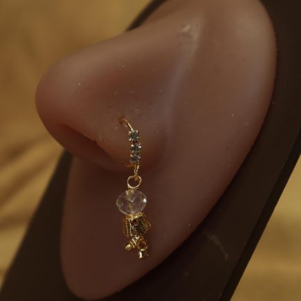 Trendy Dangling Nose Hoop with Dual Beads and Dangling Balls