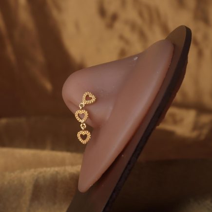 Triple Three Heart Nose Stud Piercing