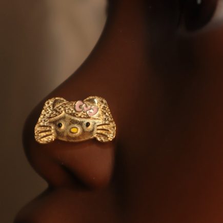 Two PonyTail Cute Bow Kitty Nose Stud Jewelry