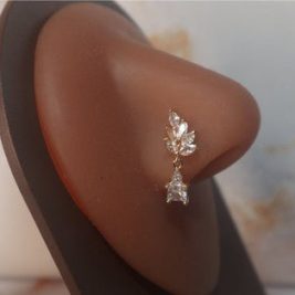 Zairay Leaf Floral CZ Dangling Nose Stud