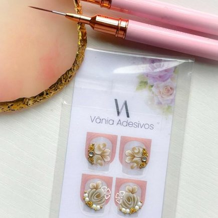 Nail Decals | Ivory Petal Elegance | Luxury Handpainted Nail Art Decals