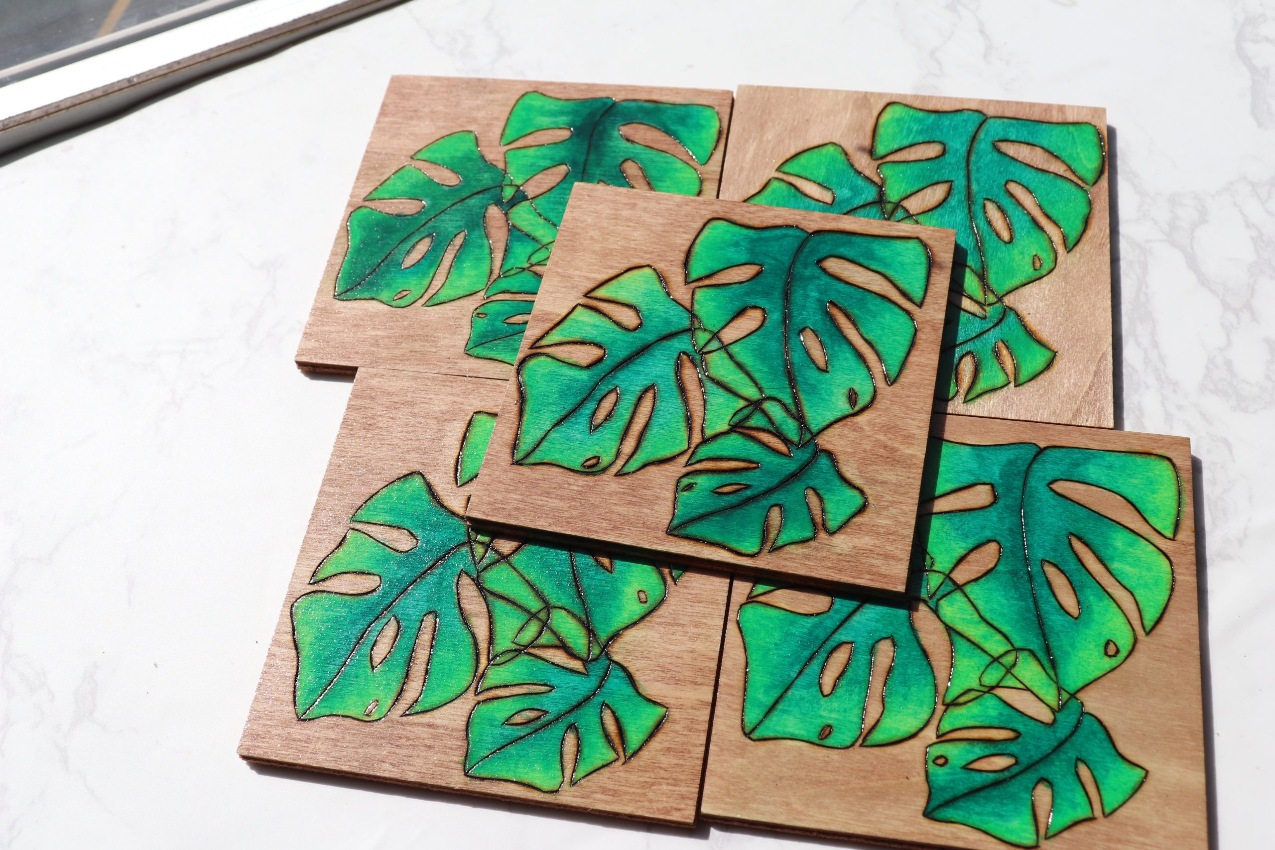 Monstera Leaf Coaster Set