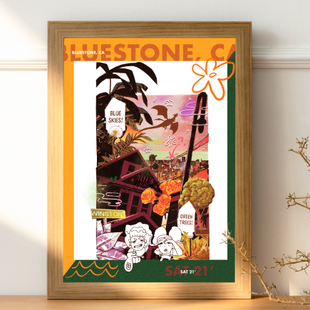 "BLUESTONE" MIXED MEDIA COLLAGE 1 of 20 LIMITED EDITION PRINT