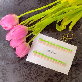 Neon Frenchie | Ready to Ship Press-on Nails | 24 piece set
