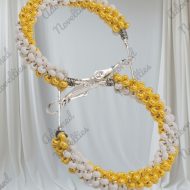 ANA826122 - Yellow and White Bead-wrapped Hoop Earrings
