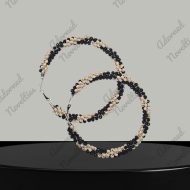 ANA826125 - Black & Cream Bead-Wrapped Earrings 60mm