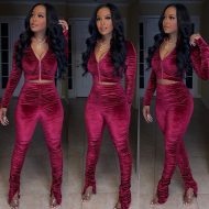 VELVET BURGANDY SET