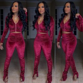 VELVET BURGANDY SET