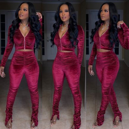 VELVET BURGANDY SET