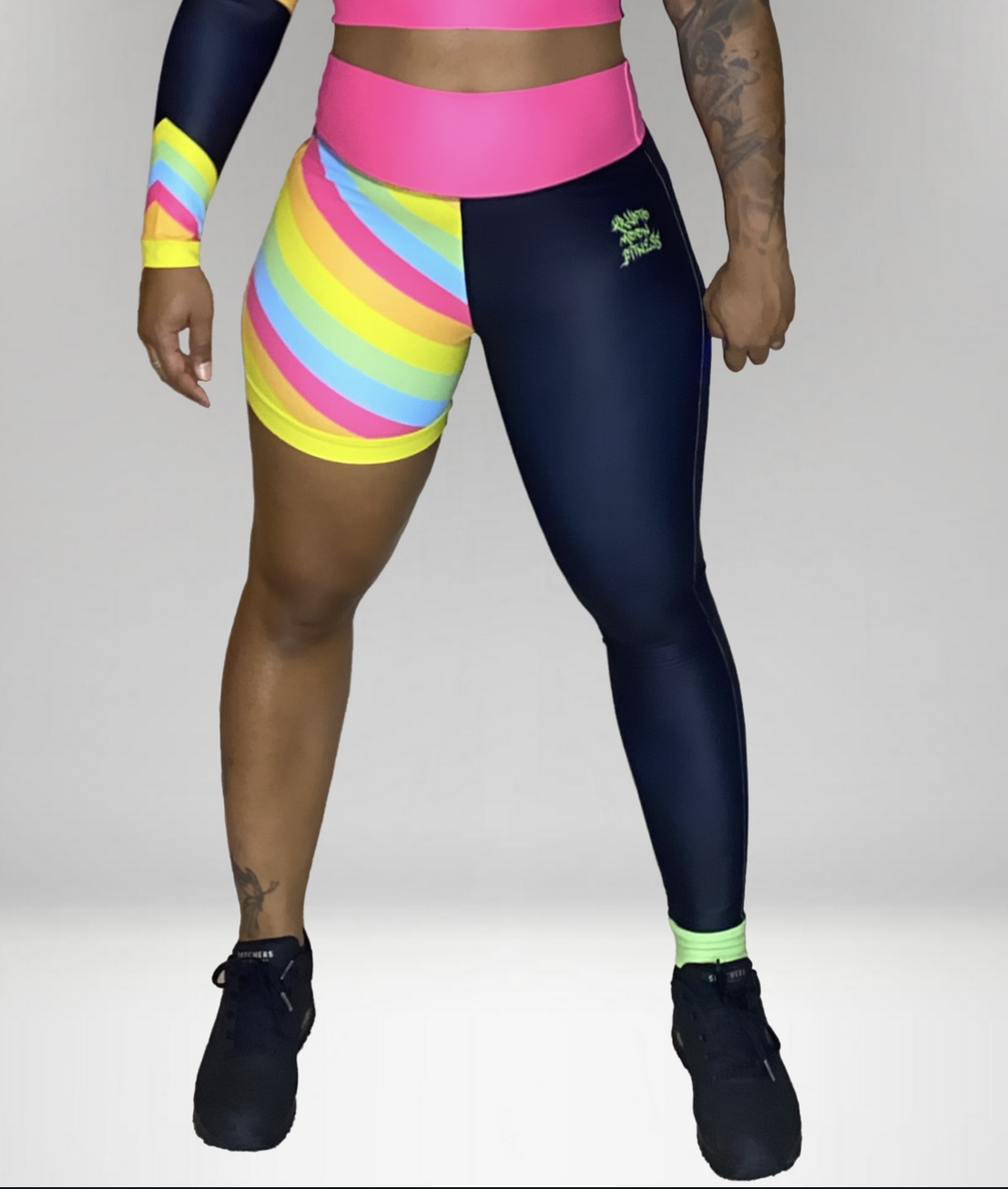 Pos It leggings - Fashion, Clothes, Fitness Leggings (Women) - black, brightcolors, leggings, pink