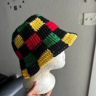 Ghanaian flag checkered bucket hat