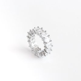 Amor ice ring 45 degree side view on white backdrop