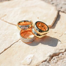 Spotlight ring stacked, with Be Extra ring, and Goals ring on stone