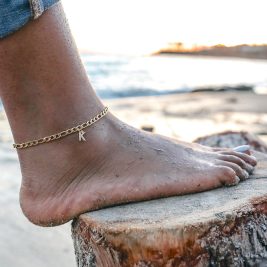 Initial Anklet on model foot - K Anklet