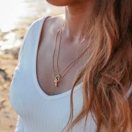 Move on Necklace on model wearing white dress