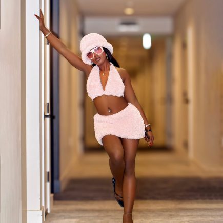 California breeze faux fur skirt set