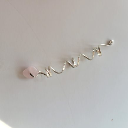 Sterling silver loc jewel with Rose Quartz