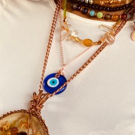 Copper Wrapped Evil Eye Necklace