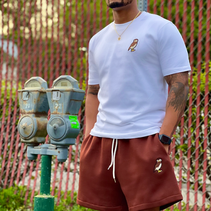 Owl Sweat Shorts Dark Brown