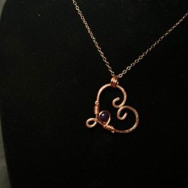 Copper crystal heart necklace