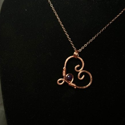 Copper crystal heart necklace