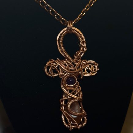 Mini Ankh necklace-Carnelian & Amethyst