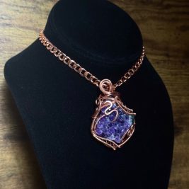 Amethyst cluster copper necklace