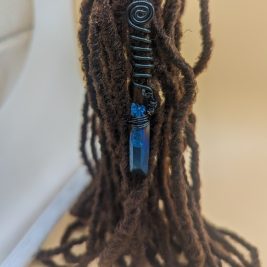 Raw Blue Electroplate Quartz Loc Jewel
