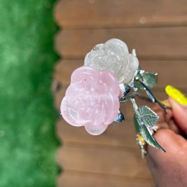 Rose and Clear Quartz Stemmed Rose