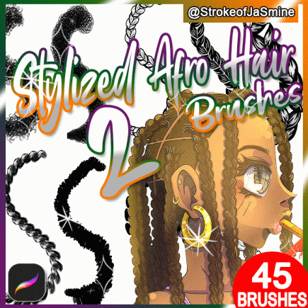 🖌️Stylized Afro Hair Brushes 2  Procreate, Braid, lock, twist, Curly