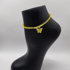 Crystal Butterfly Charm Elastic Anklets for Women