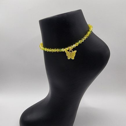 Crystal Butterfly Charm Elastic Anklets for Women