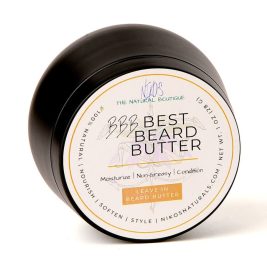 A 4oz tin of Niko’s Best Beard Butter