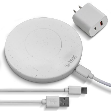 15W Fast Wireless Charger – Stone Wireless Charging Pad w/ 20W USB-C Adapter, LED Indicator, Overheat & Short Circuit Protection Qi Charger