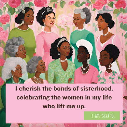 Pink & Green Sisterhood Gratitude Cards | 30 Printable Affirmation + Gratitude Cards Celebrating Sisterhood, Heritage & Self-Love