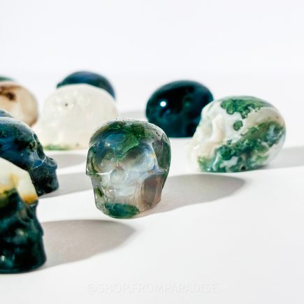 Moss Agate Mini Skull