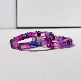 Purple Fluorite Crystal Bone Stretch Bangle