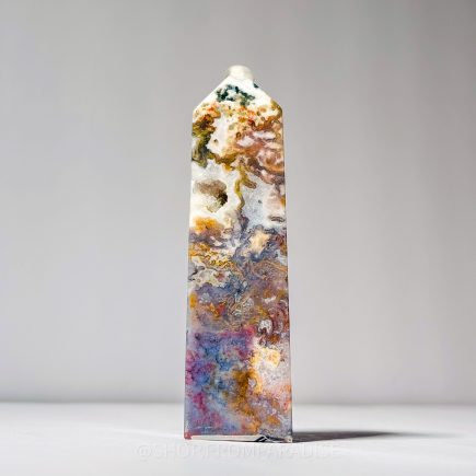 Sea Jasper + Moss Agate Druzy Crystal Tower