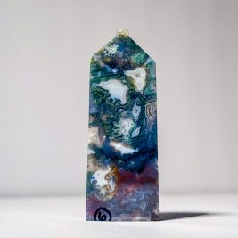 Sea Jasper + Tree Agate with Druzy Crystal Tower