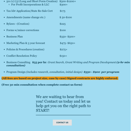 Business services: Grant Write, Social Media Manager, Business Budget, etc.