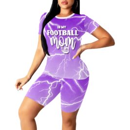 In my footbal mom era -Purple Women's Short Yoga Set
