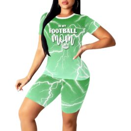 In my footbal mom era -Green Women's Short Yoga Set