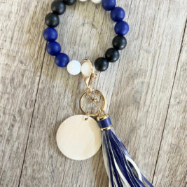 Blue Black and White Wristlet