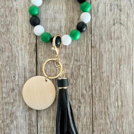 Green Black and White Wristlet