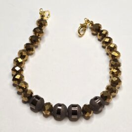 Trucker Hat Chain - Gold Electroplated Faceted Crystals Shimmer Coffee Glas Beads Chain #133