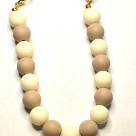 Trucker Hat Chain - Cream/Tan Silicone Beads w/Gold Accents #138