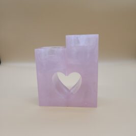 Pink heart shape tea light candle holder
