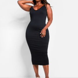 Essential Strappy Midi Bodycon Dress - Black