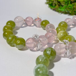 Serpentine + Rose Quartz Bracelet: Love and Balance