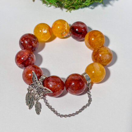 Fire Quartz + Golden Healer Artisan Charm Bracelet: Empowerment & Restoration
